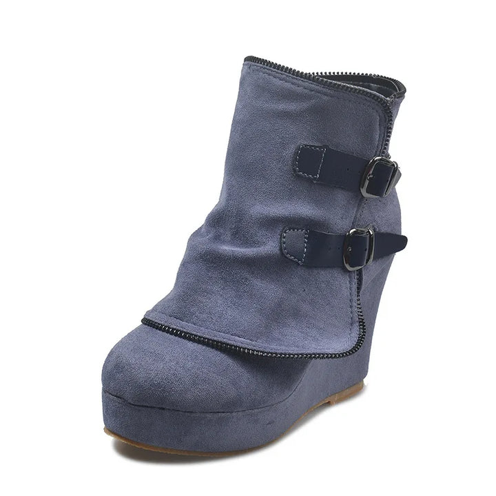 Delphine Buckle Strap Wedge Boots
