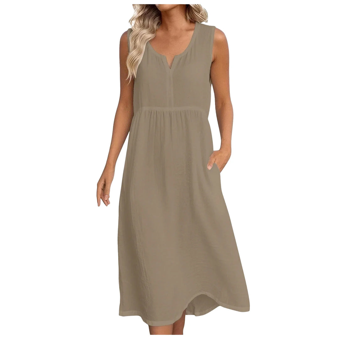 Scarlet Notch Neck  Midi Dress