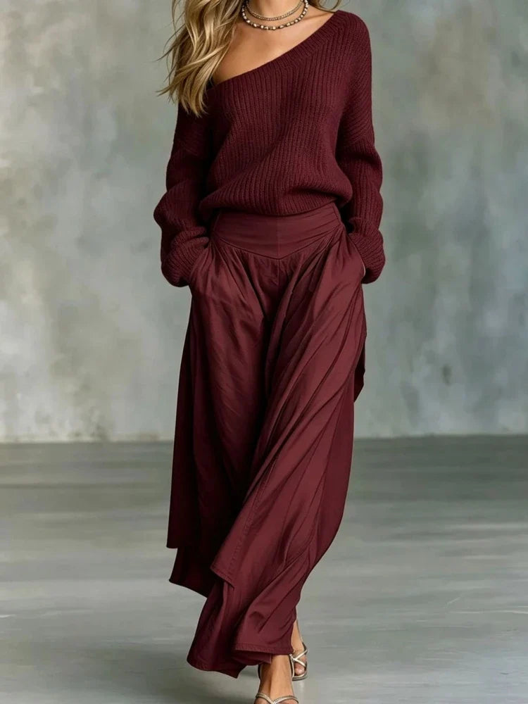 Marisol Off Shoulder Knit Set