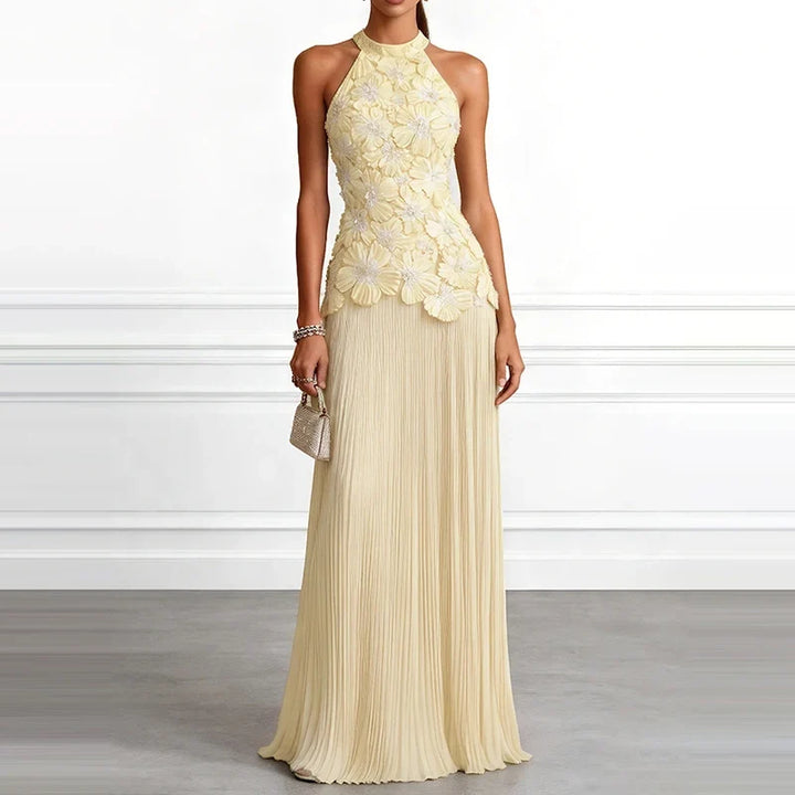 Marielise Halter Pleated Gown