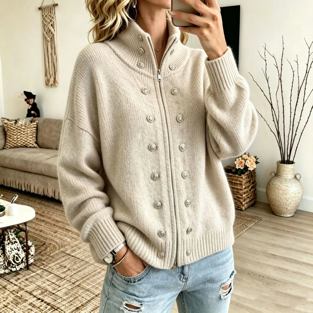 Ermine Button Front Cardigan