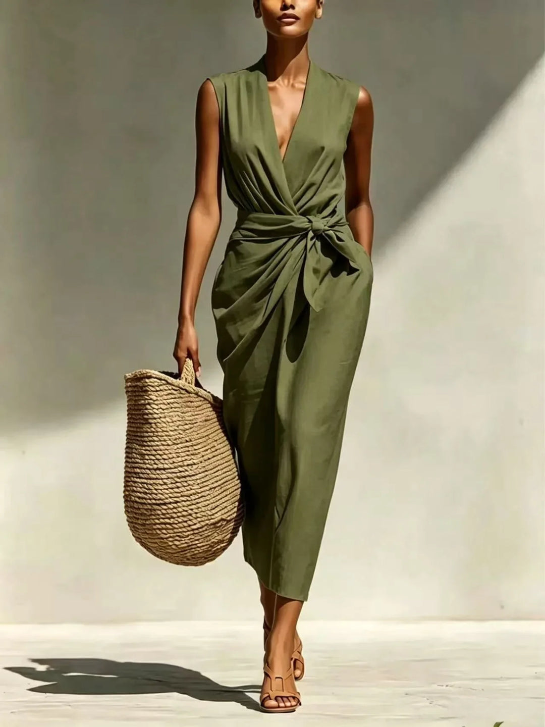 Angie Front Twist Midi Dress