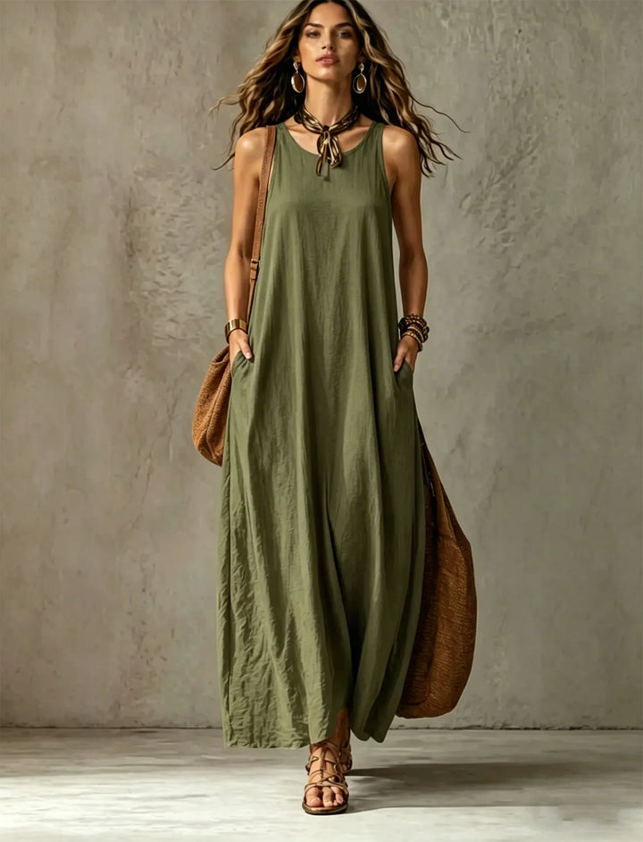 Yasmin Pocket Linen Maxi Dress