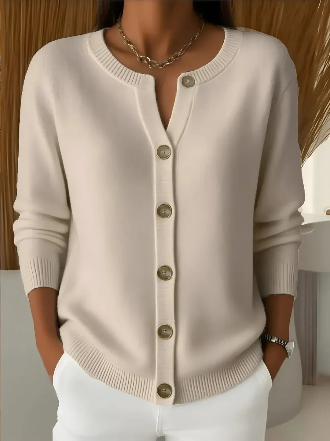 Miriel Notch Neck Buton Cardigan