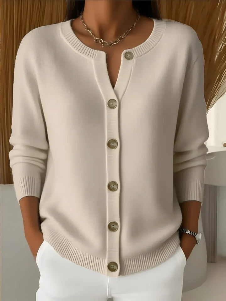 Miriel Notch Neck Buton Cardigan