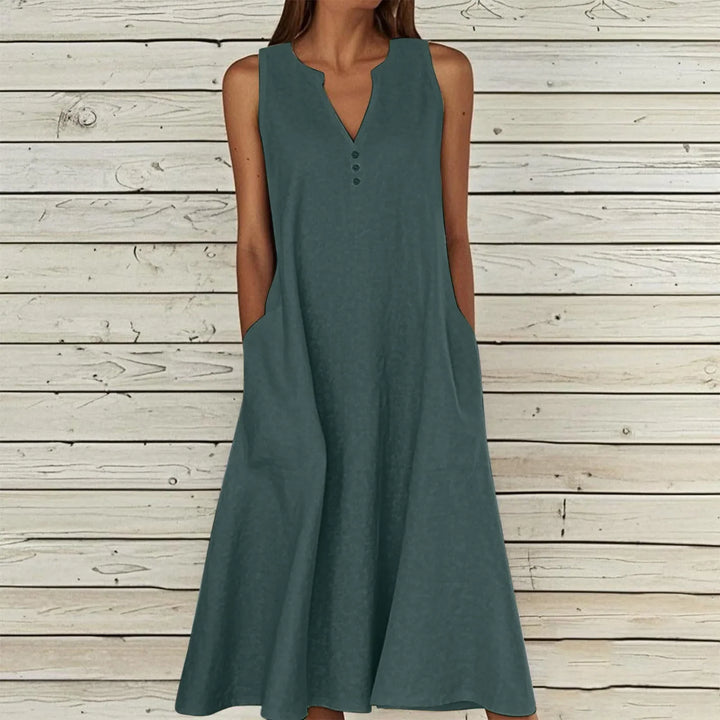 Violet Effortless V Neck Midi Dress