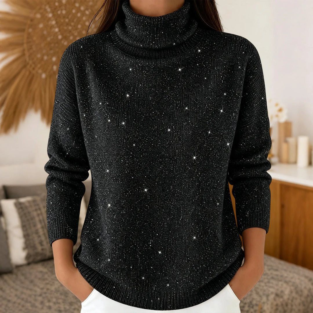 Elodie Turtleneck Shimmer Sweater