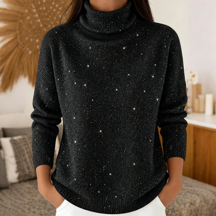 Elodie Turtleneck Shimmer Sweater