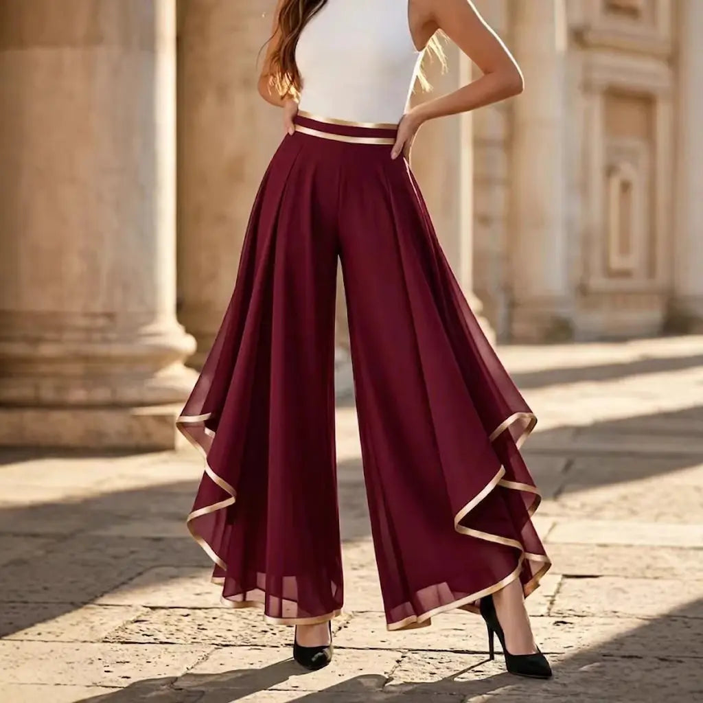 Emilia Flowing Chiffon Ruffled Palazzo Pants