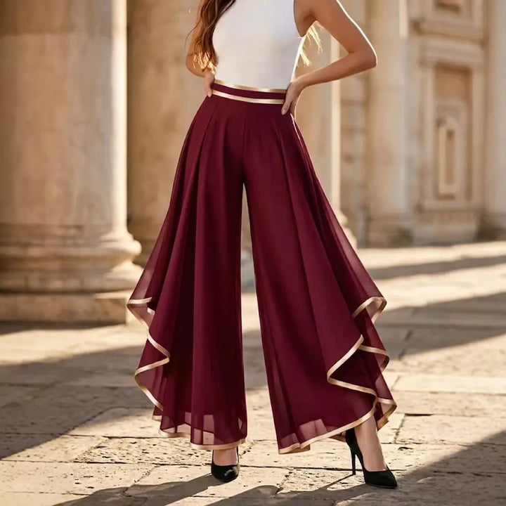 Emilia Flowing Chiffon Ruffled Palazzo Pants