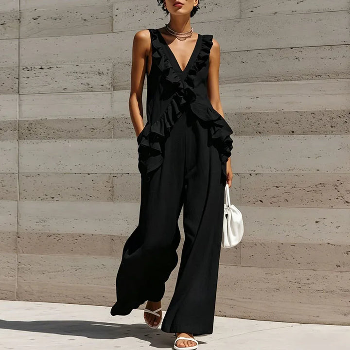 Eliza Ruffle Trim Jumpsuit