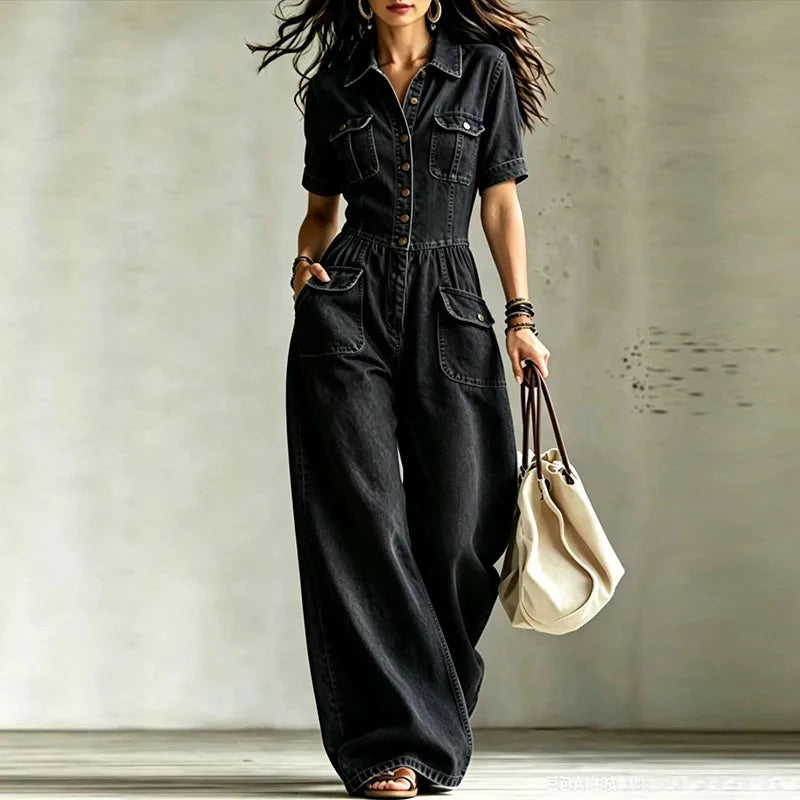 Kaya Denim Wide Leg Jumpsuit