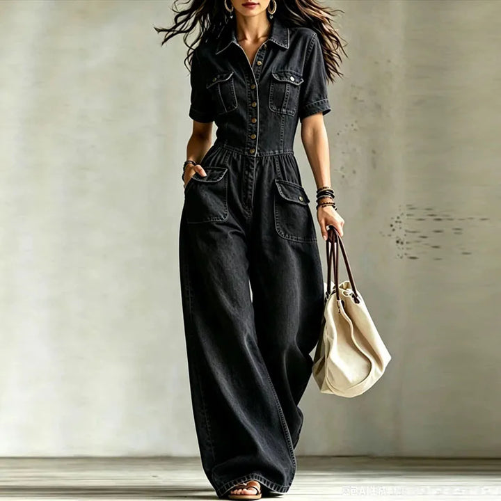 Kaya Denim Wide Leg Jumpsuit
