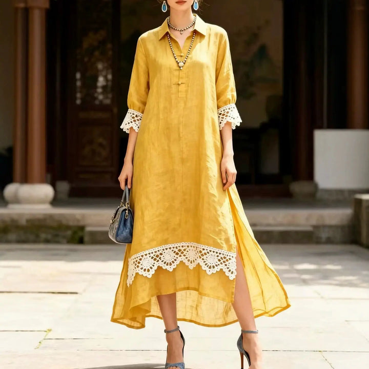 Amanda Lace Trim Midi Dress