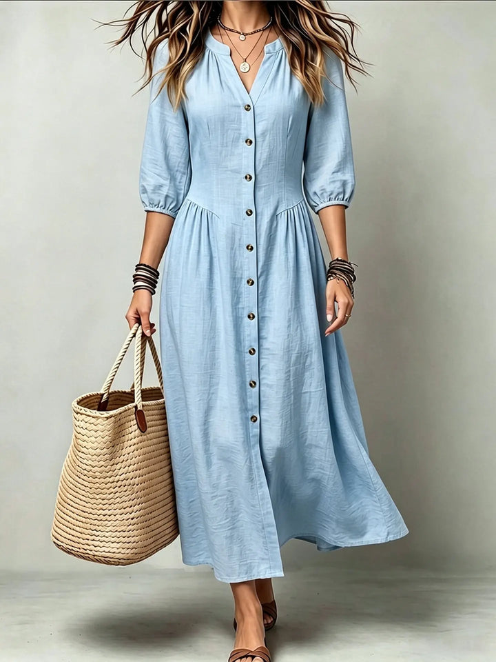Adeline Button Front Maxi Dress