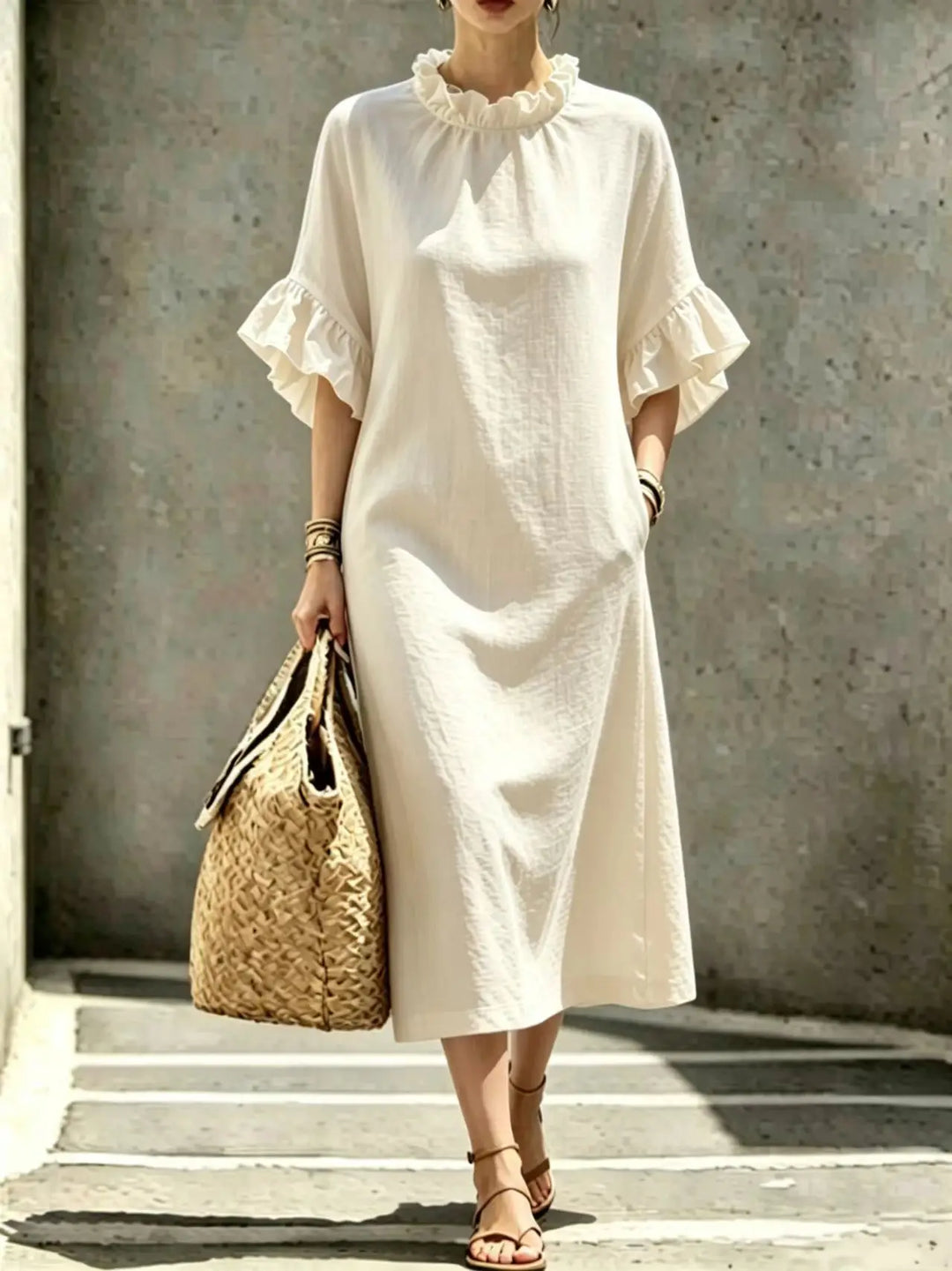 Alessia Ruffle Sleeve Midi Dress