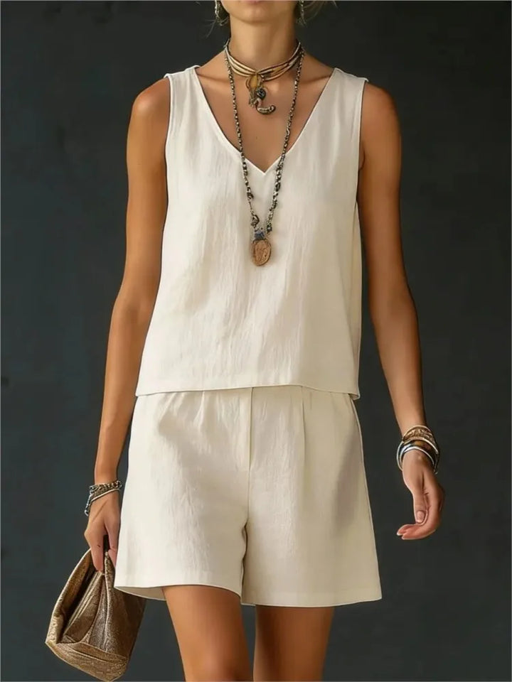 Tressia Sleeveless V Neck Short Set