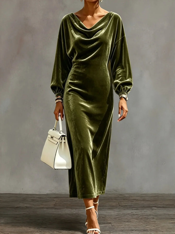 Sabine Cowl Neck Velvet Dress