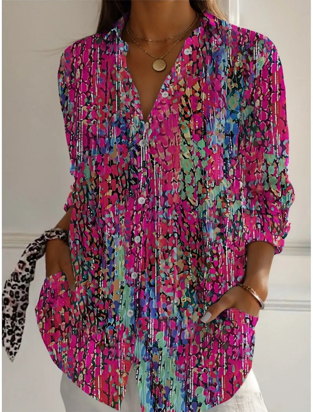 Madona Floral Button Front Blouse