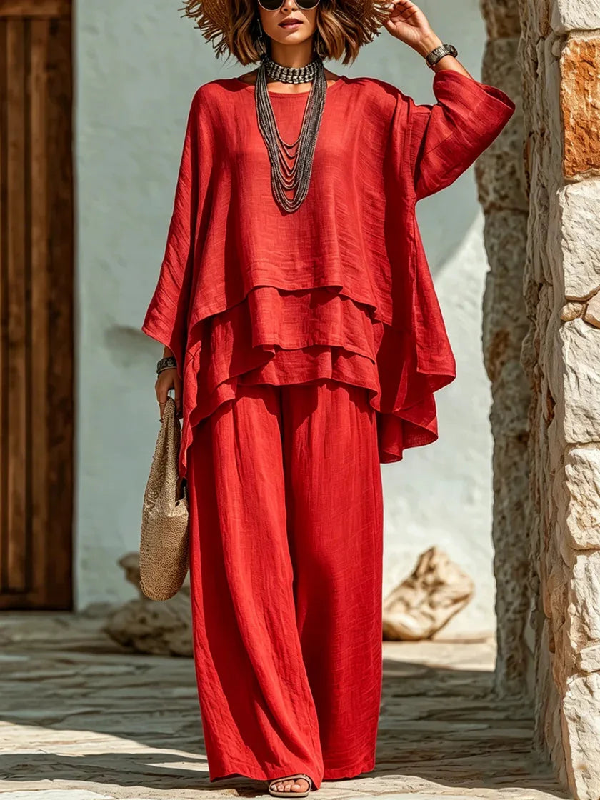 Marie Layered Wide Leg Pants Set