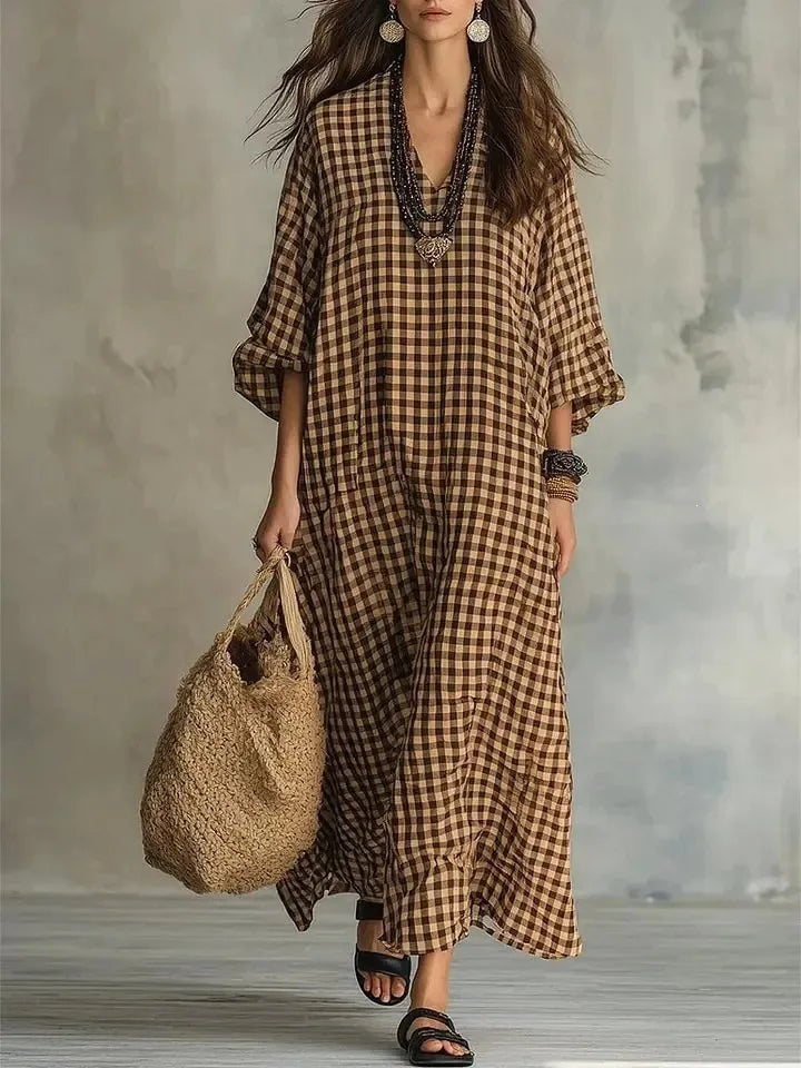 Mikayla Relaxed Plaid Maxi Dress
