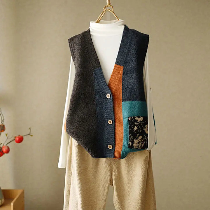 Cerise Patchwork Knit Vest