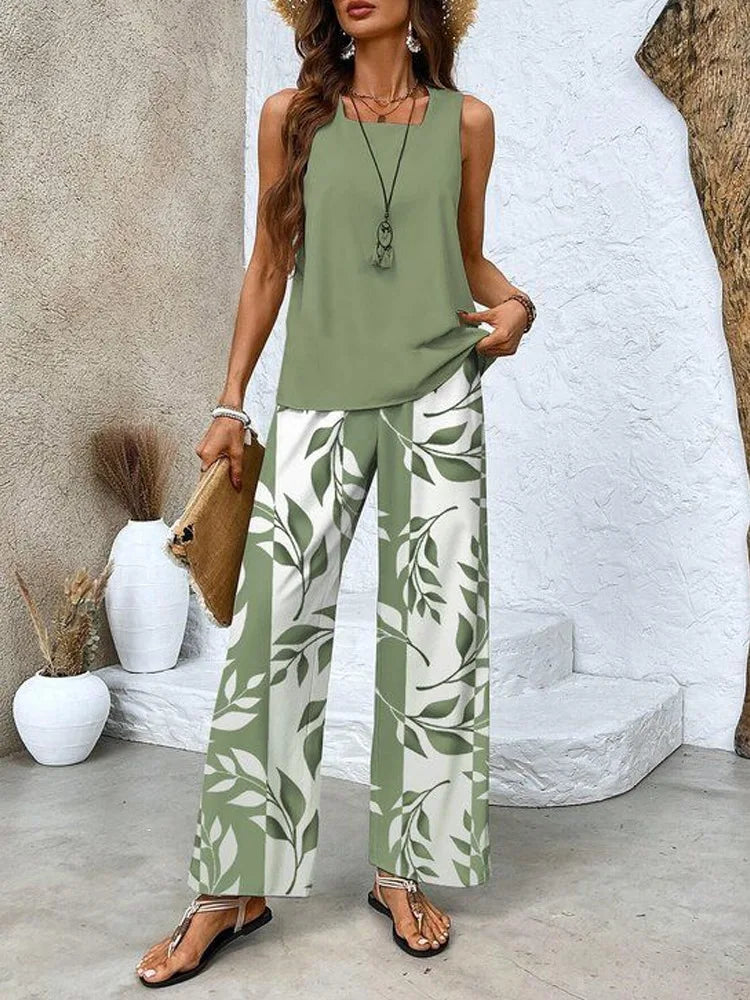 Hester Leaf Print Two-Piece Set