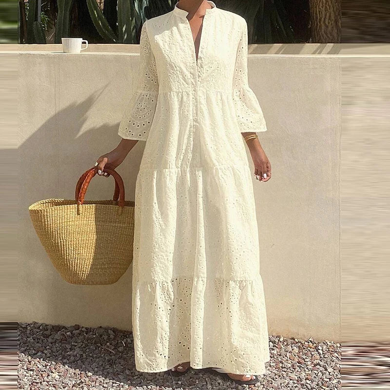 Tabitha Deep V Flared Sleeve Maxi Dress