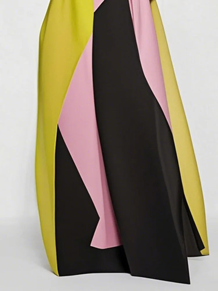 Tamara Pleated Color Block Maxi Dress