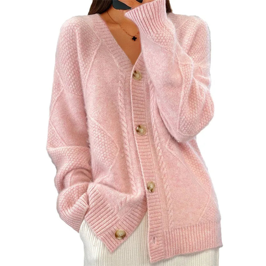 Jolie Cable Knit Button Cardigan