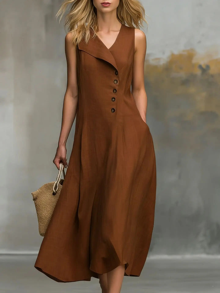 Beyonce Button Detail Flowy Midi Dress