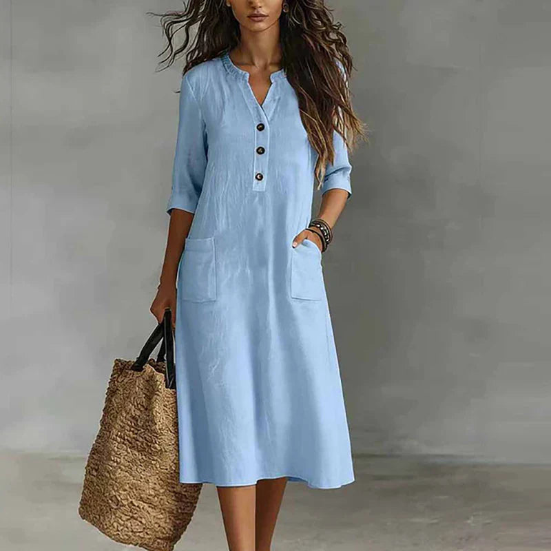 Nicola Relaxed Linen Blend Midi Dress