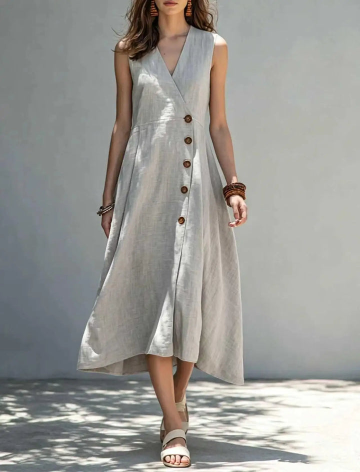Isabel Asymmetrical Button Maxi Dress