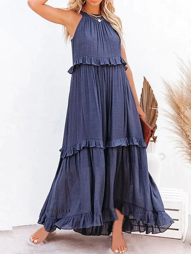 Avalon Ruffle Trim Maxi Dress