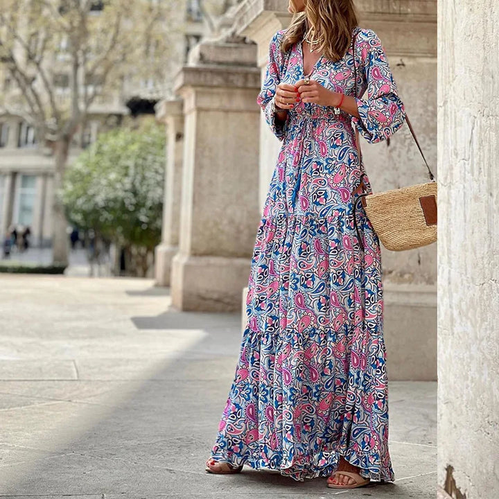 Auralis Boho Print Vintage Summer Dress