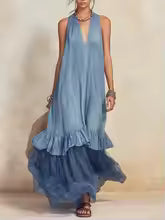 Zephyra Bohemian Ruffle Hem Maxi Dress