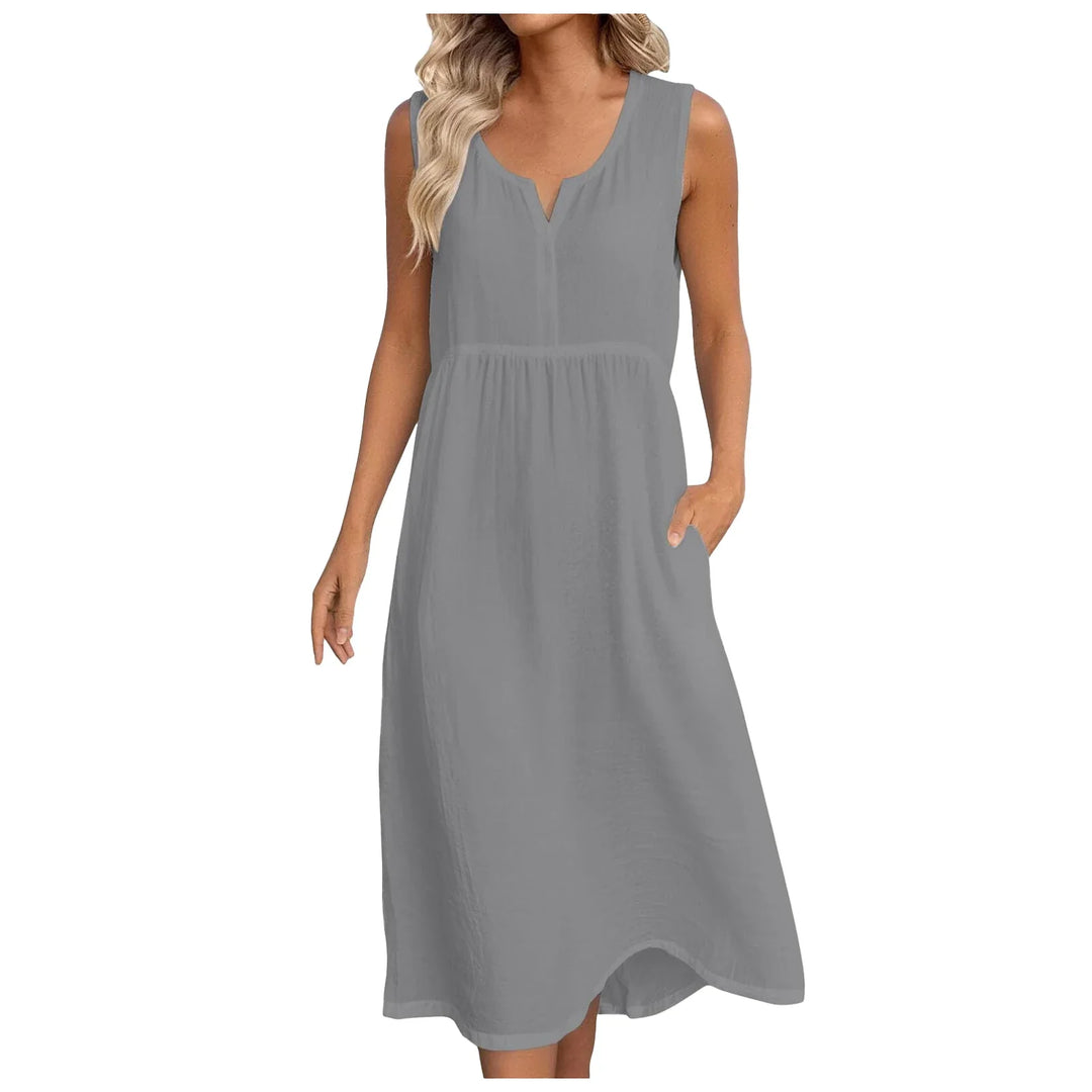Scarlet Notch Neck  Midi Dress