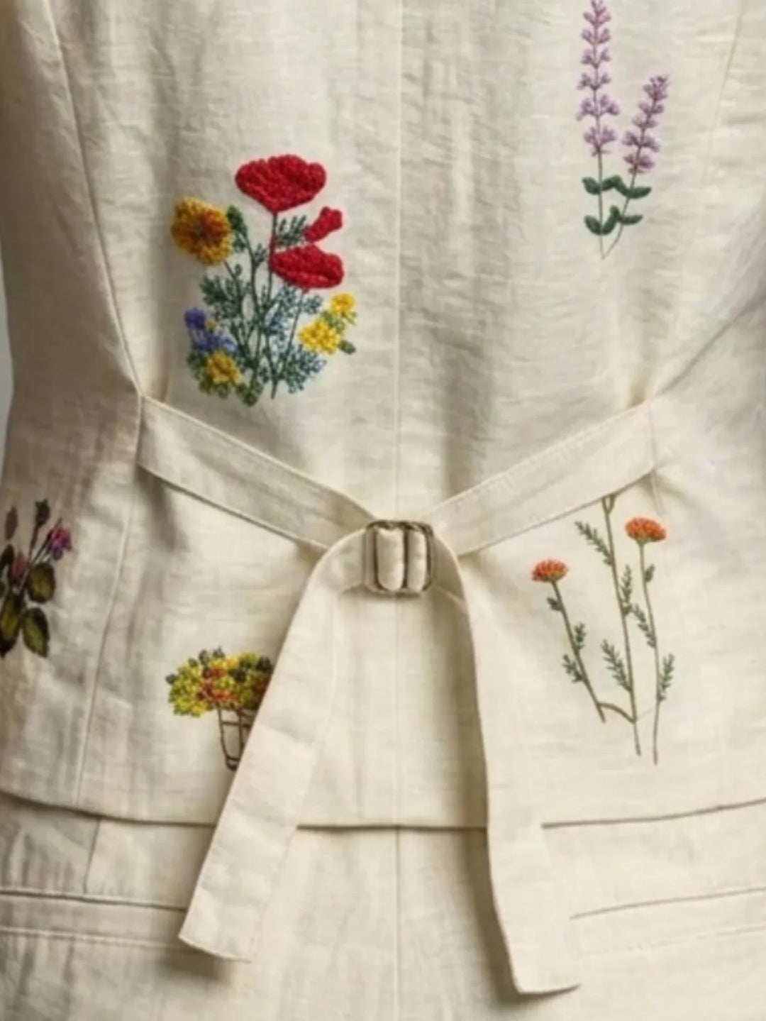 Isabel Embroidered Linen Vest