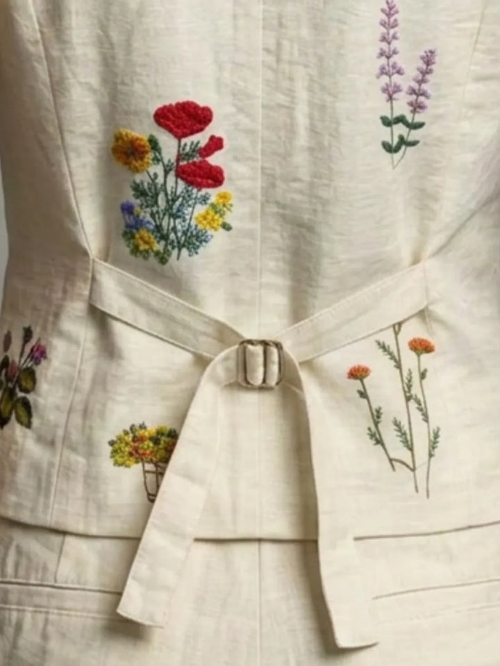 Isabel Embroidered Linen Vest