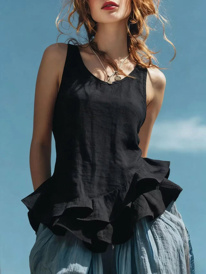 Yalina Ruffle Hem Tank Top