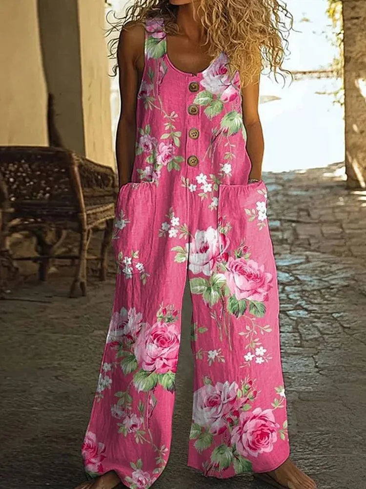 Melina Boho Floral Wide Leg Jumpsuit