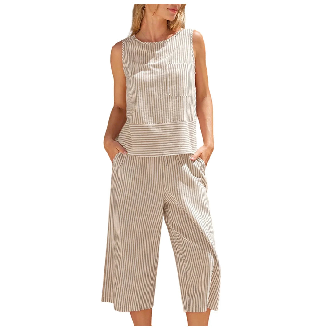 Andrea Striped Summer Trouser Set