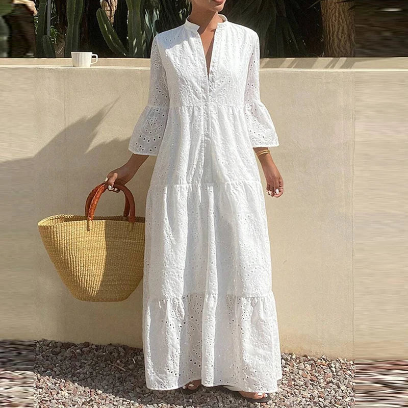 Tabitha Deep V Flared Sleeve Maxi Dress
