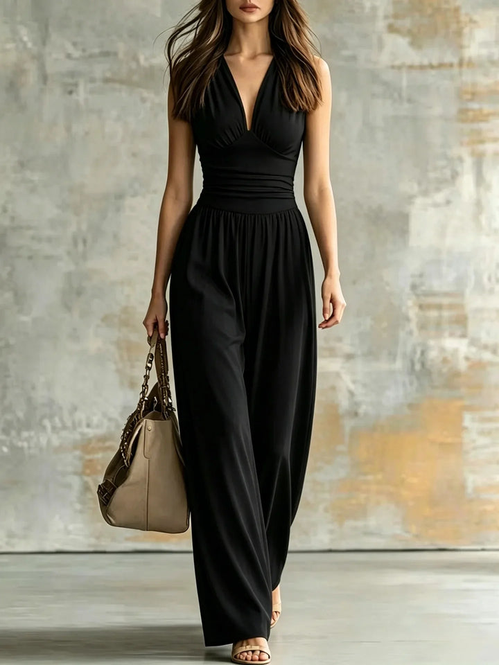 Kendra Figure Flattering V Neck Jumpsuit