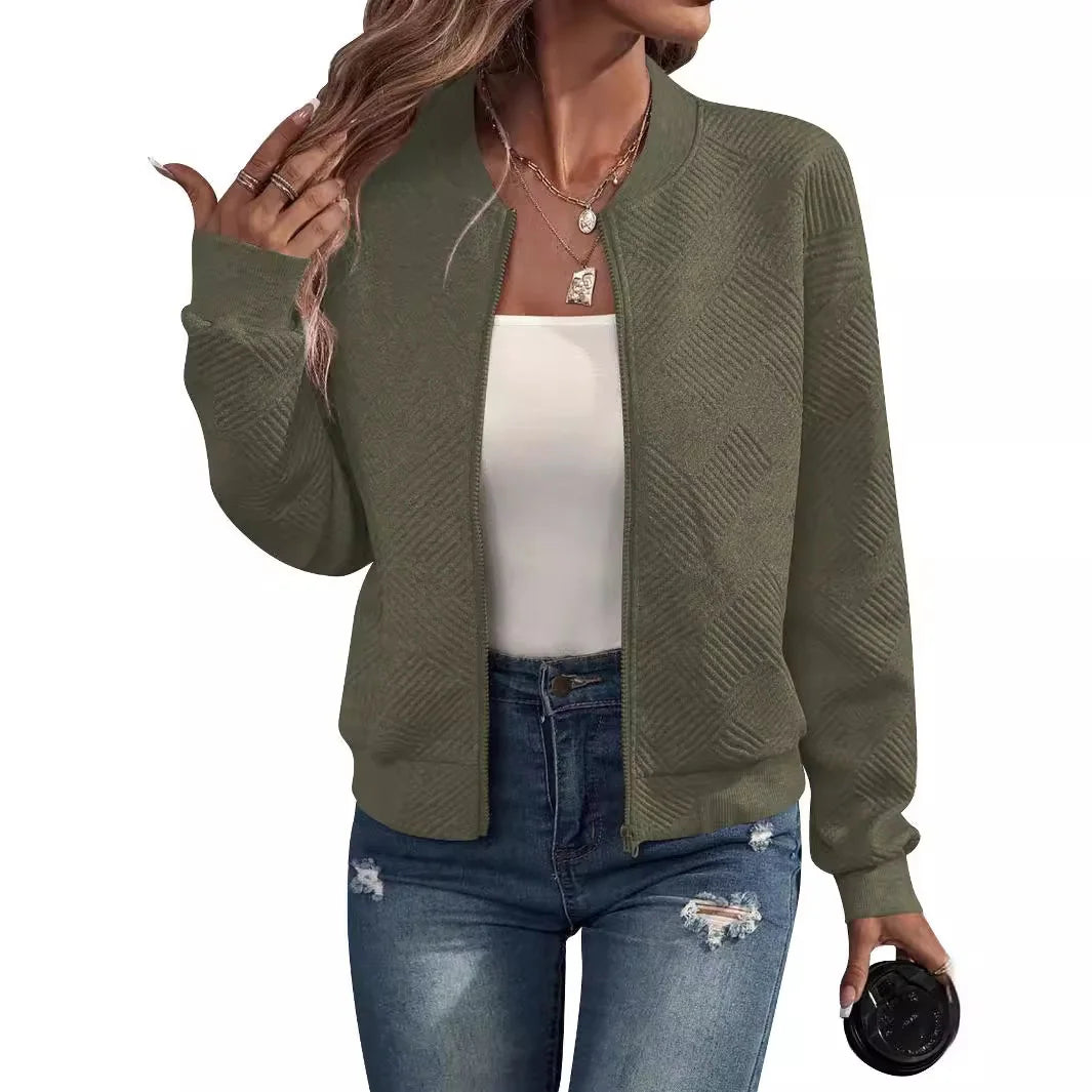 Charmaine Textured Collarless Bomber