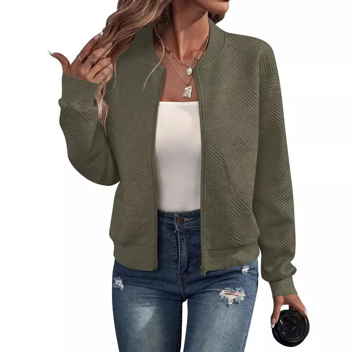 Charmaine Textured Collarless Bomber