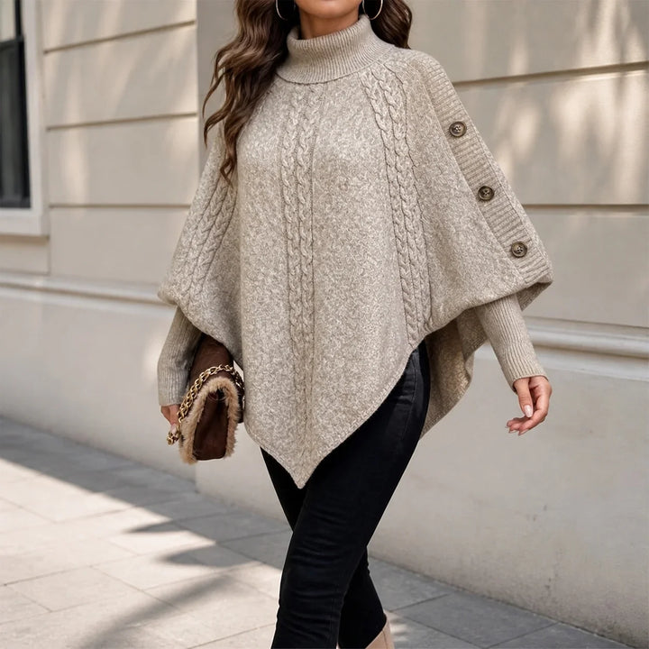 Marguerite Button Trimmed Poncho