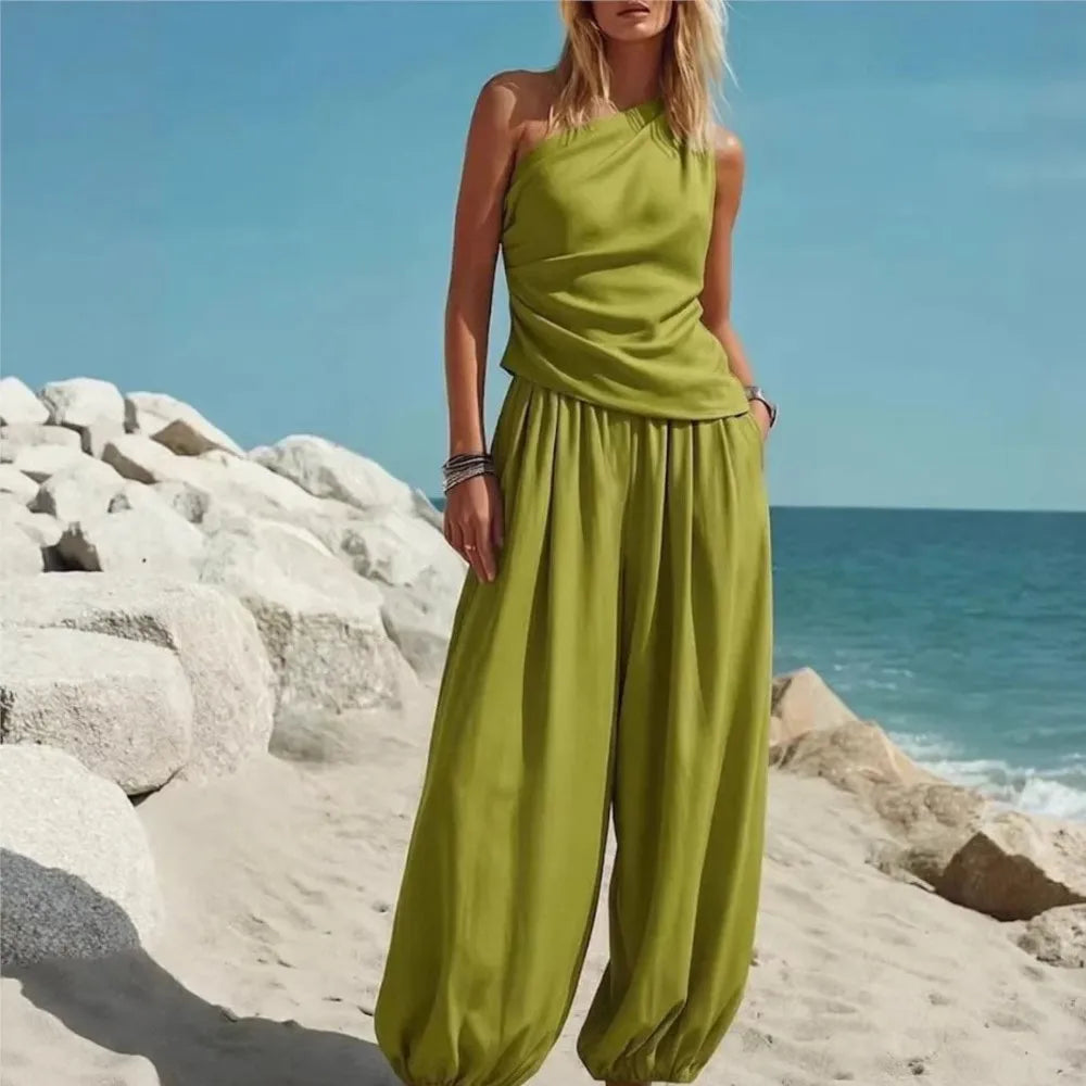 Mireya One Shoulder Trouser Set