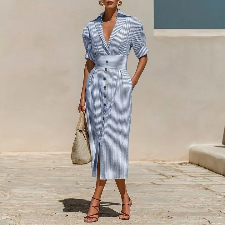 Jenny Striped Shirt Midi Dress