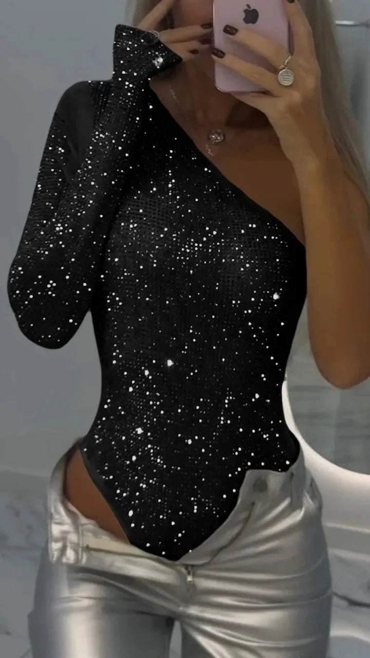 Amber One Shoulder Sequin Top